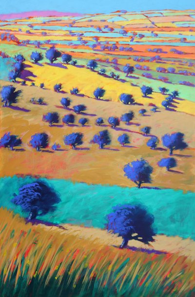 Cotswolds Towards Bredon, 2021 (akryl na desce) od Paul Powis