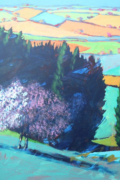 Detail květu údolí Teme 1 (akryl na desce) od Paul Powis