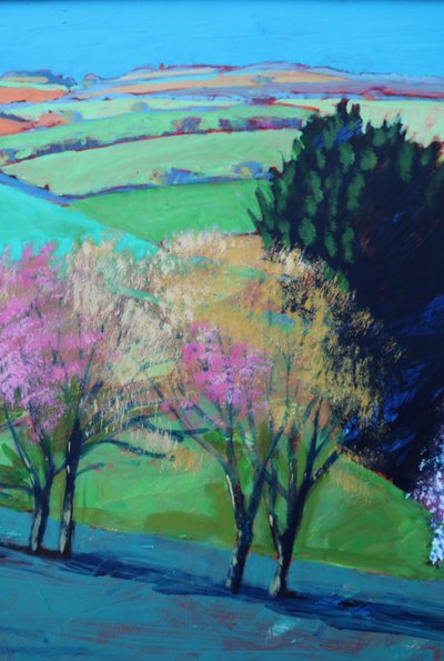 Teme Valley Blossom close up 2 (akryl na palubě) od Paul Powis