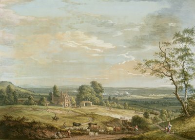 Vzdálený pohled na Maidstone, z Lower Bell Inn, Boxley Hill (kvaš na papíře) od Paul Sandby