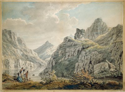 Hrad Dolbardarn a jezero Llanberris, 1764 od Paul Sandby