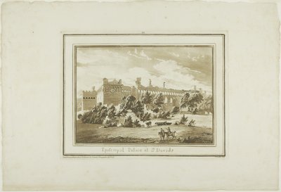 Biskupský palác v St. Davids, dvanáctá deska z knihy Dvanáct pohledů do jižního Walesu od Paul Sandby