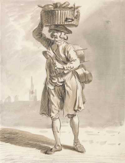 London Cries: A Man with a Basket (Muž prodávající hrnce a pánve) od Paul Sandby