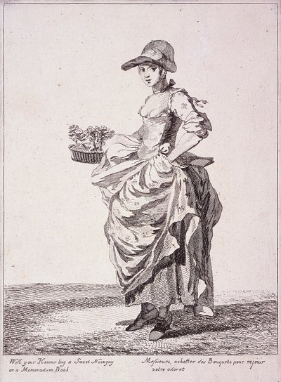 Nosegay a prodejce poznámkových knih, Cries of London, 1760 od Paul Sandby