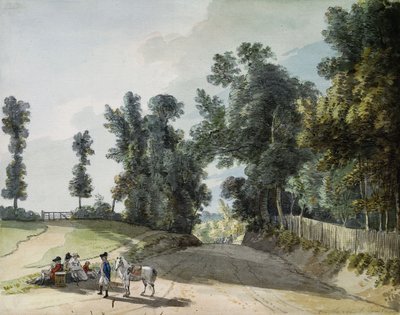 Na cestě do Tonbridge: Cestovatelé odpočívající na kapele vedle silnice, od Paul Sandby