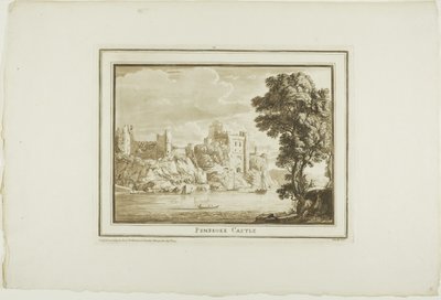 Hrad Pembroke, z dvanácti pohledů v Aquatintě z kreseb pořízených na místě v jižním Walesu od Paul Sandby