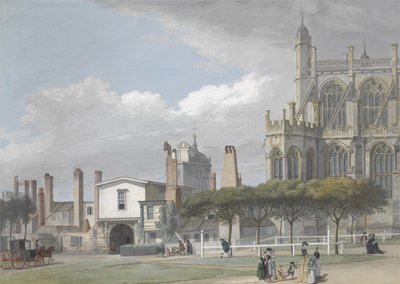 Kaple svatého Jiří, Windsor a vchod do kláštera zpívajících mužů, kolem roku 1768 (kvaš na papíře) od Paul Sandby