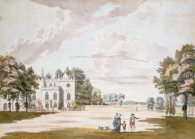 Jižní fronta Strawberry Hill, 18. století (wc, pero a inkoust na papíře) od Paul Sandby