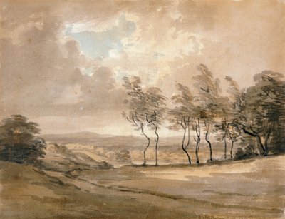 Pohled na Hampstead Heath (akvarel na papíře) od Paul Sandby