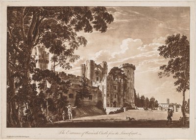 Pohledy na hrad Warwick: Vchod do hradu Warwick z Dolního nádvoří od Paul Sandby
