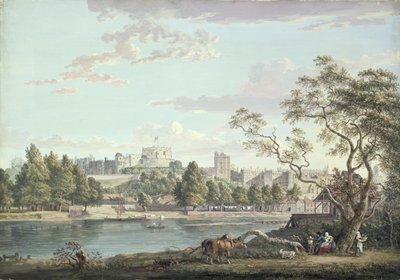 Hrad Windsor, přes Temži (barva těla přes tužku na papíře) od Paul Sandby