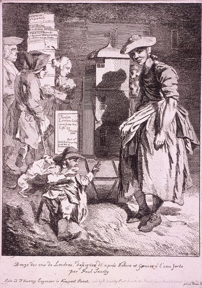 Žena se vzácným představením, Cries of London, 1760 od Paul Sandby
