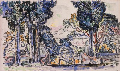 Cypřiše v Sainte-Anne Saint Tropez od Paul Signac