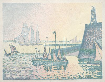 Večer, molo ve Vlissingenu, 1898. od Paul Signac
