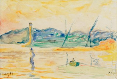Vjezd do přístavu Saint-Tropez při západu slunce od Paul Signac