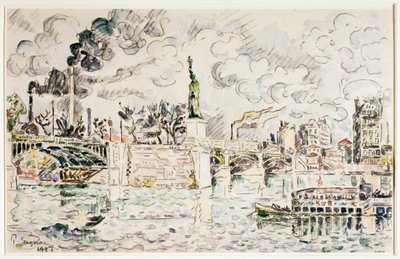 Most Grenelle v roce 1927. od Paul Signac