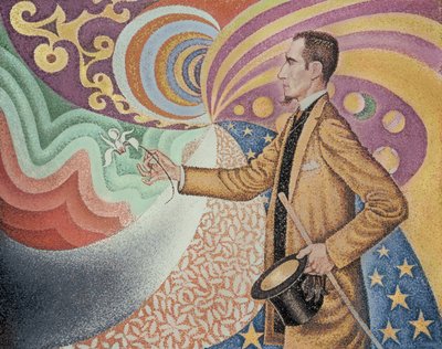 Opus 217. Proti smaltu pozadí rytmického s takty a úhly, tóny a odstíny, Portrét Felixe Feneona v roce 1890 (olej na plátně) od Paul Signac
