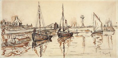 Plachetnice v přístavu Barfleur od Paul Signac