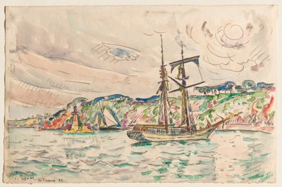 Lodě poblíž řeky Trieux od Paul Signac