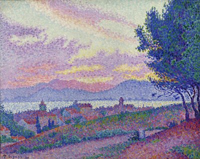 Pohled na Saint-Tropez, západ slunce nad borovým lesem, 1896. od Paul Signac