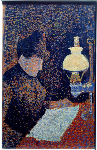 Žena pod lampou. Pointilismus. Obraz od Paula Signaca od Paul Signac