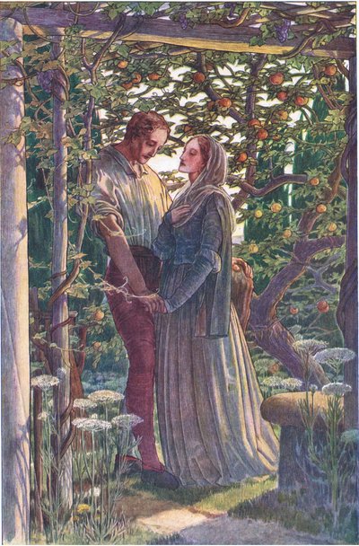 Slušné setkání nejvzácnějších náklonností, ilustrace z Bouře, 1908 od Paul Vincent Woodroffe