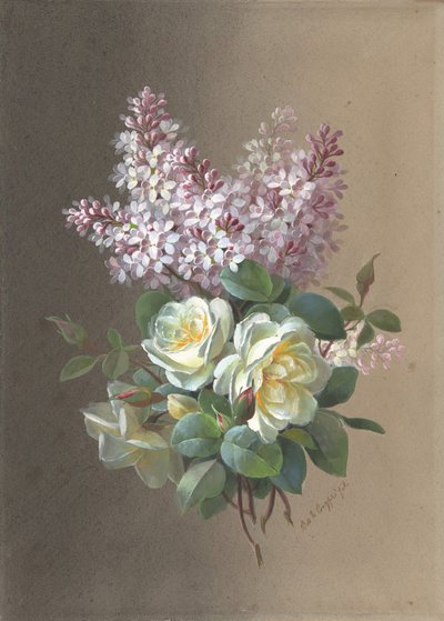 Květiny: Růže a šeříky, konec 19.-začátek 20. století. od Paul de Longpré