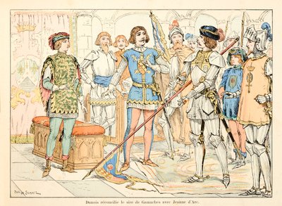 Ilustrace převzatá z knihy „“ Johanka z Arku „“ od Theodora Cahu a ilustrovaná Paulem De Semantem (1855-1915): Dunois usmířil otce Gamaches s Johankou z Arku od Paul de Semant