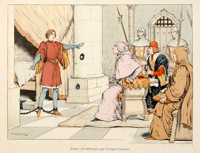 Ilustrace převzatá z knihy „“ Johanka z Arku „“ od Theodora Cahu a ilustrovaná Paulem De Semantem (1855-1915): Johanka z Arku vyslýchána eveque Cauchon od Paul de Semant