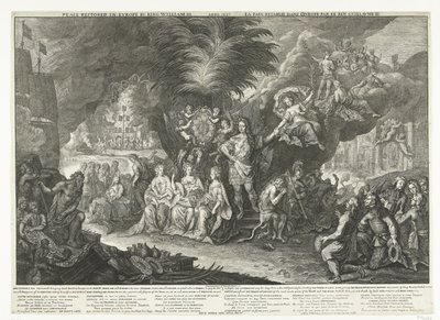 Alegorie krále Viléma III jako nositele míru v Evropě, 1697 Mír obnovený v Evropě králem Vilémem III / Anno 1697 / La Paix retablie dans l