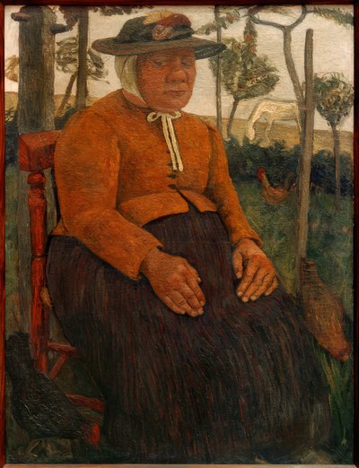 Stará chudá žena, sedící na zahradě od Paula Modersohn Becker