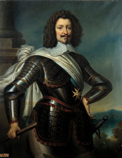 Portrét Charlese de Lorraine, prince z Joinville, vévody z Joyeuse a 4. vévody Guise (1571-1640), třísla, syna Henriho de Guise Obraz od Paulina Guerina (1783-1855) 19. století Sun. 1,22 x 0,96 m od Paulin Jean Baptiste Guerin