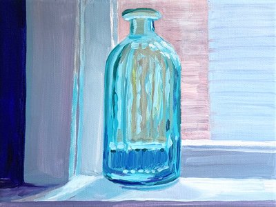 Tyrkysová láhev ve světle od Pauline Wegman | Key and Sea Creative