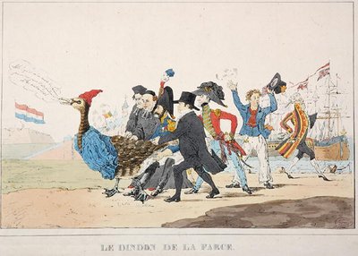 The Fall Guy: Francouzská intervence z roku 1832 v Antverpách (litho) od Paulus Charles Gerard Poelman