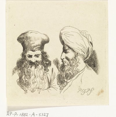 Dvě mužské hlavy s turbany od Paulus Charles Gerard Poelman