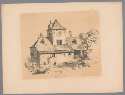 Pohled na venkovský dům v Ixelles Ixelles (název na objektu) Malebné tváře od Pauluse Lauterse (název série) Etrennes pittoresques pour 1839, par Lauters (název série) od Paulus Lauters