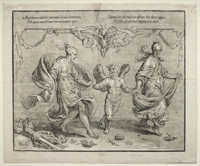 Amor tančí se dvěma alegorickými ženami, 1612. od Paulus Moreelse