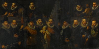 Důstojníci a další občanští gardisté III. amsterodamského obvodu pod velením kapitána Jacoba Gerritsze Hoyngha a poručíka Nanningha Florisze Cloecka od Paulus Moreelse