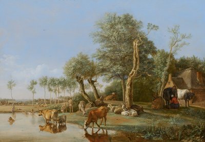 Krávy odrážející se ve vodě, 1648 od Paulus Potter
