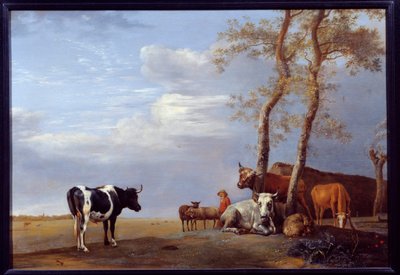 Krajina s rolníkem a zvířaty. Obraz Paula Pottera (1625-1654) Ec. Hol. od Paulus Potter