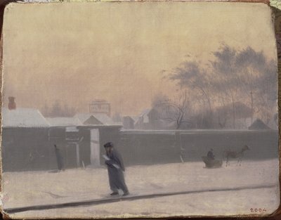 Zimní ulice na Vasilievském ostrově, St. Petersburg, c.1851 od Pavel Andreevich Fedotov