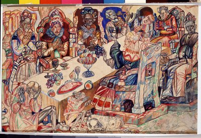 "Svátek králů"" Akvarel a pero od Pavla Nikolajeviče Filonova (1883-1941), cca 1912 Státní ruské muzeum Petrohrad od Pawel Nikolajewitsch Filonow
