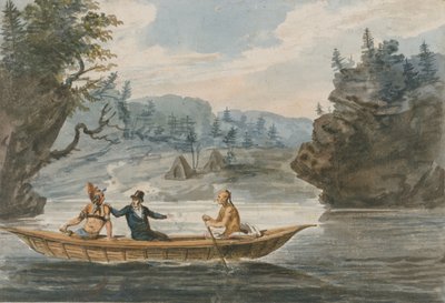Dva indiáni a bílý muž v kánoi, 1811-ca. 1813. od Pavel Petrovic Svin