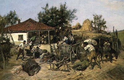 Rolníci nakládají vozík od Pawel Kowalewsky