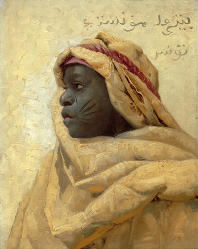 Portrét Núbijce (olej na panelu) od Peder Monsted