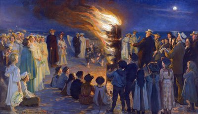 Veillee de Saint Jean sur la plage de Skagen (Dánsko) - Svatojánský oheň na pláži Skagen, Kroyer, Peder Severin (1851-1909). Olej na plátně. Rozměr: 149,5x257 cm. Muzeum Skagens od Peder Severin Krøyer