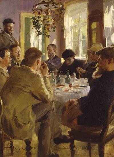 Oběd umělců v hotelu Brøndum od Peder Severin Krøyer