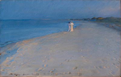 Letní večer na South Beach, Skagen. Anna Acher a Marie Krøyer od Peder Severin Krøyer
