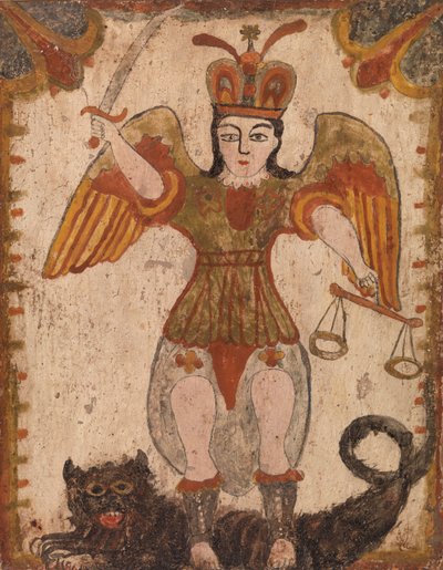 Archanděl svatý Michael, c. 1810 (vodní barva na dřevěné desce) od Pedro Antonio Frésquis