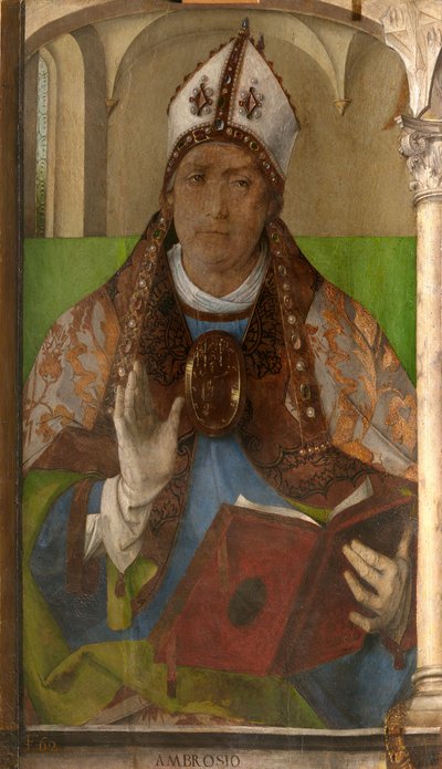 Ambrož z Milána (asi 340-397) - Svatý Ambrož, arcibiskup milánský od Berruguete, Pedro (1450-1503). Olej na dřevě, rozměr: 117x65, ca. 1473-1475, Galleria Nazionale delle Marche, Urbino od Pedro Berruguete